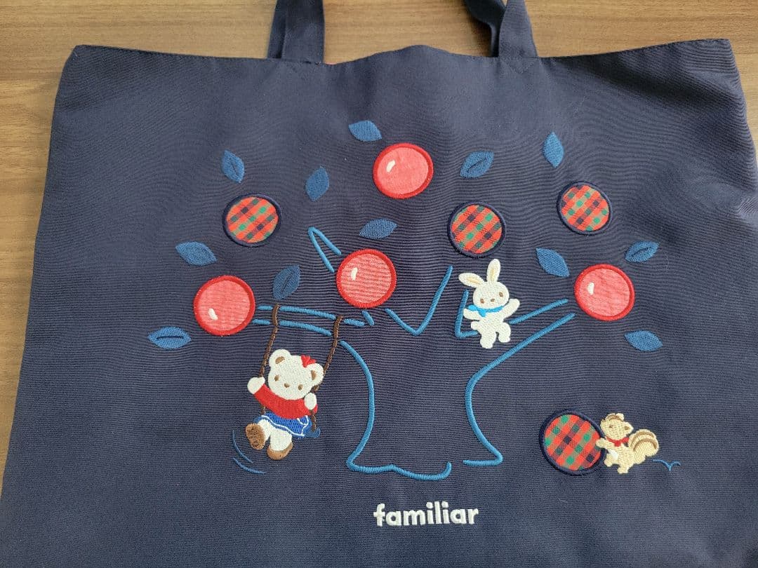 familiarファミリア レッスンバッグ トートバッグ ネイビー 紺