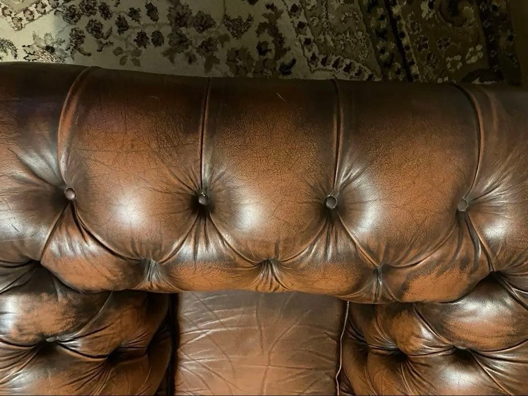 チェスターフィールド本革ソファ1人掛け英国調アンティーク