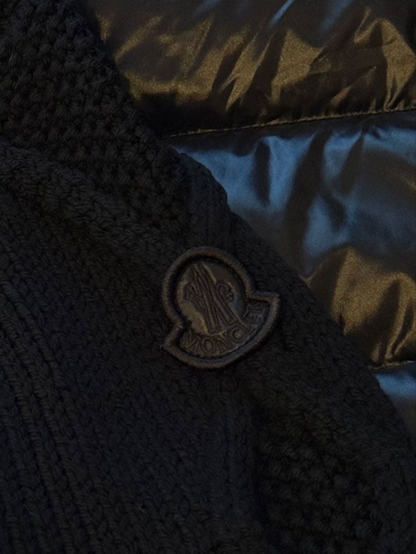 MONCLER モンクレールニット切替ダウンジャケット S ブラック 安心鑑定付