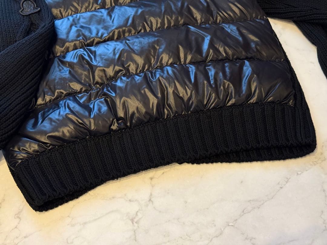 MONCLER モンクレールニット切替ダウンジャケット S ブラック 安心鑑定付