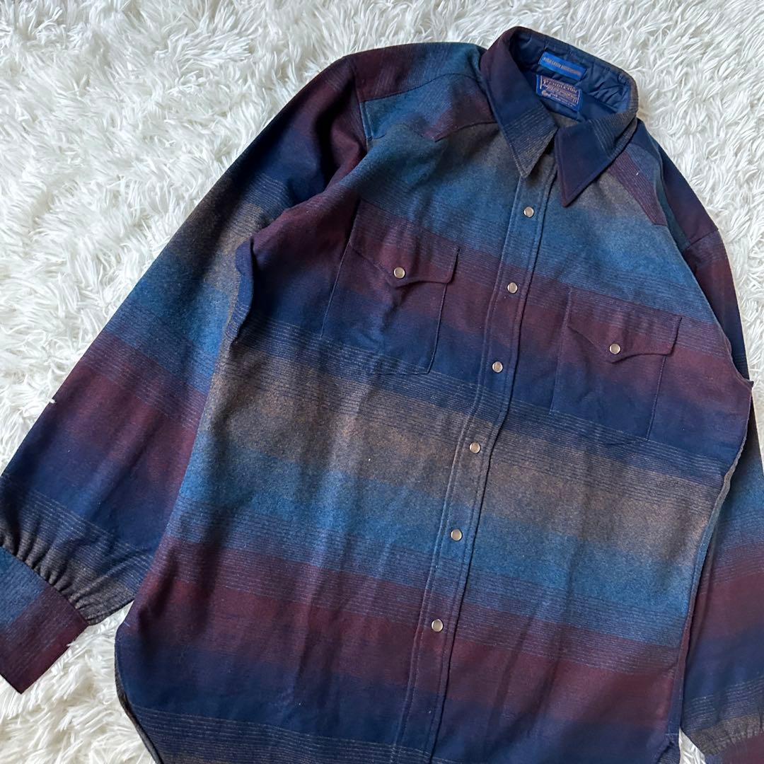 極美品 ペンドルトン 70s オンブレネルシャツ USA製 L ほぼデッド