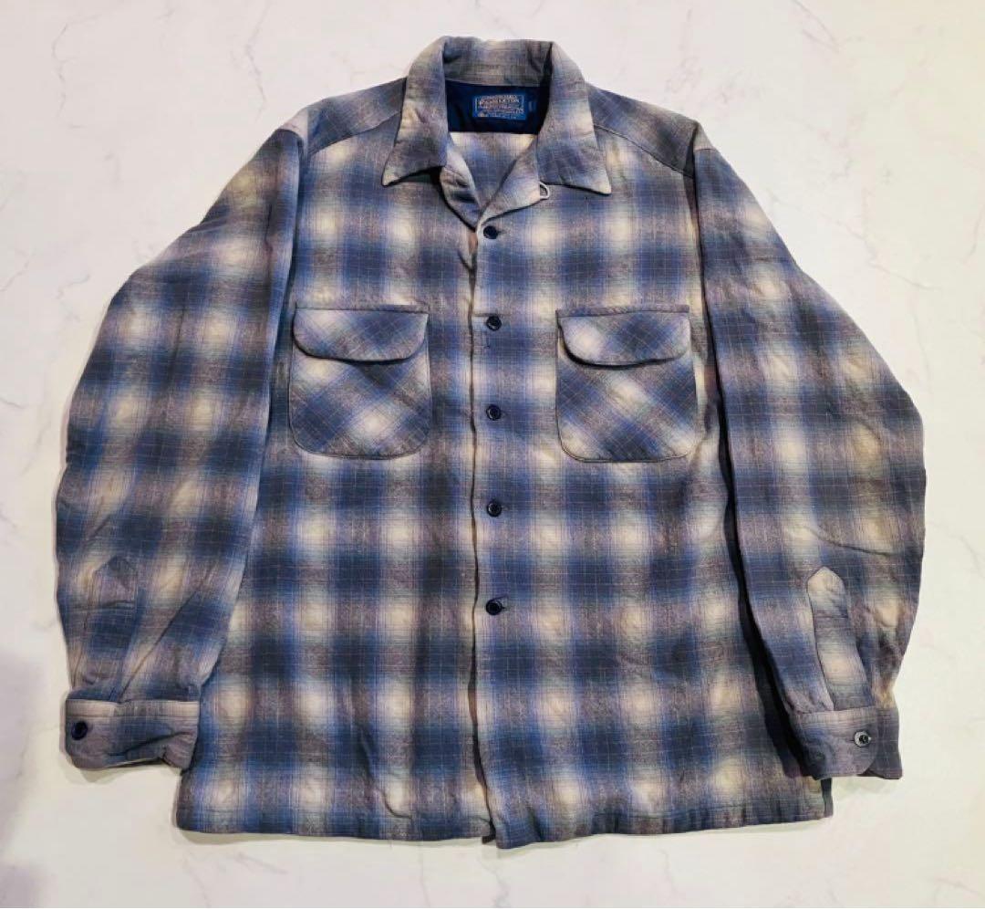 70s ペンドルトン オンブレ ボードシャツ Lカートコバーン シャドーチェック