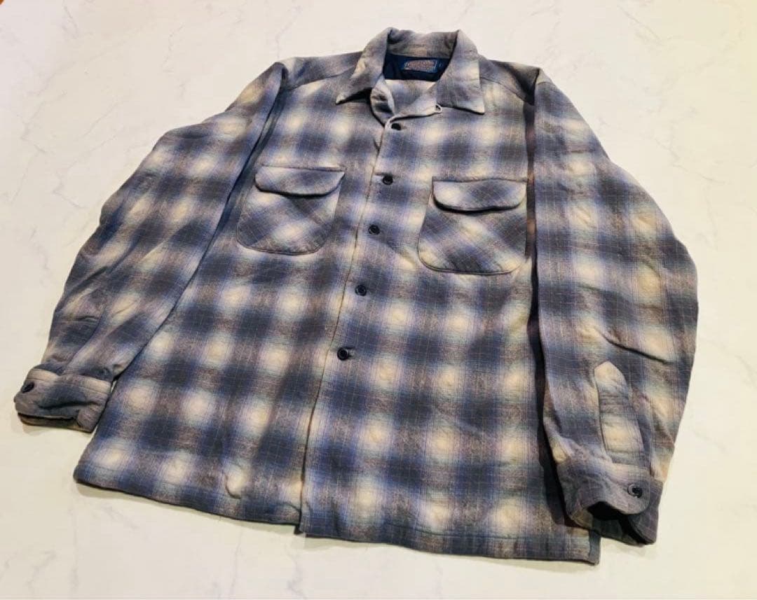 70s ペンドルトン オンブレ ボードシャツ Lカートコバーン シャドーチェック