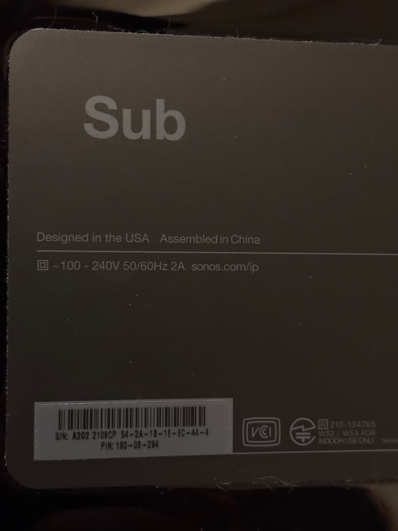 SONOS Sub Gen3 ブラック サブウーファー
