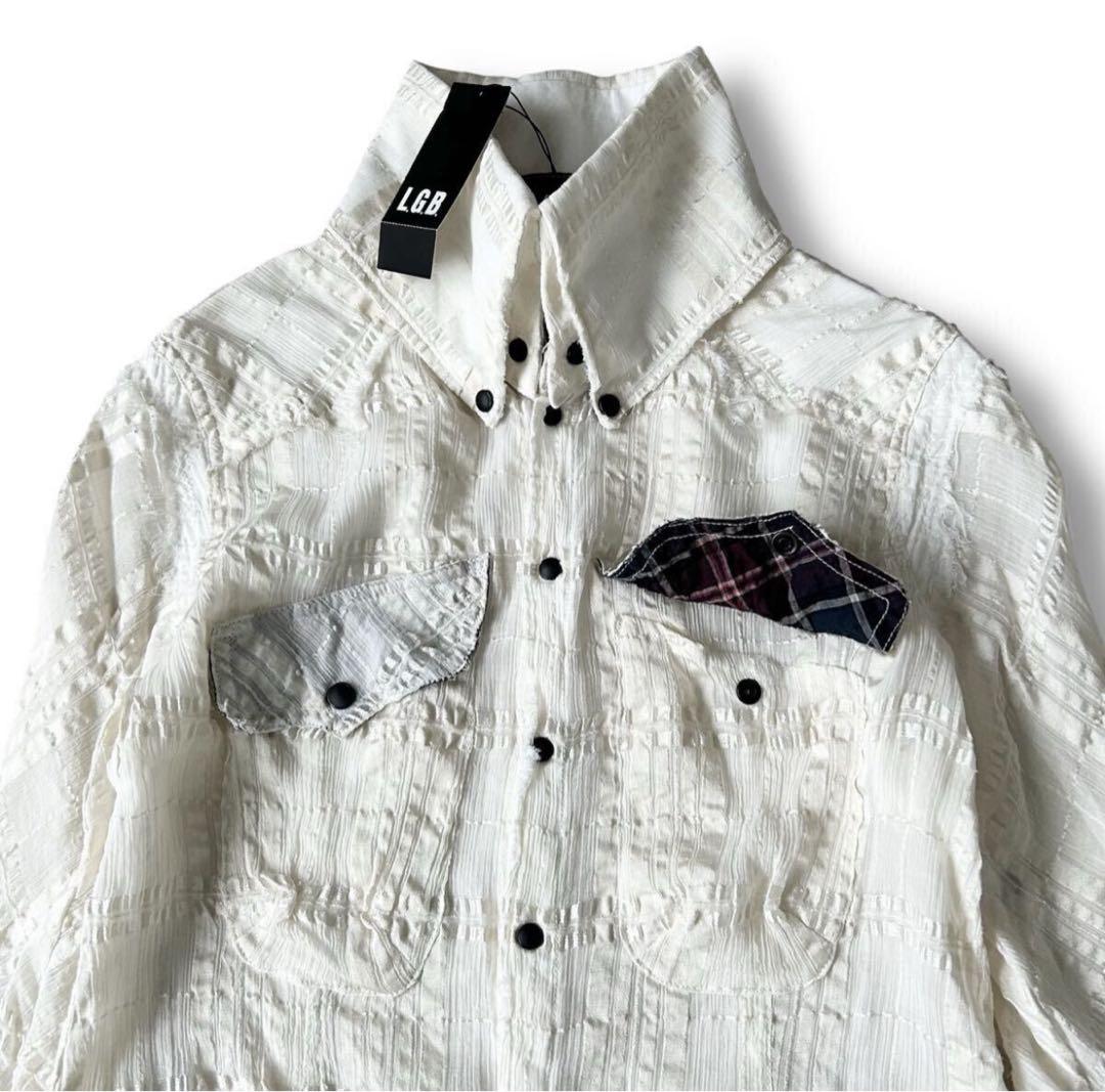 ね*郎様 L.G.B. ルグランブルー 変形 カットオフ チェックロングシャツ