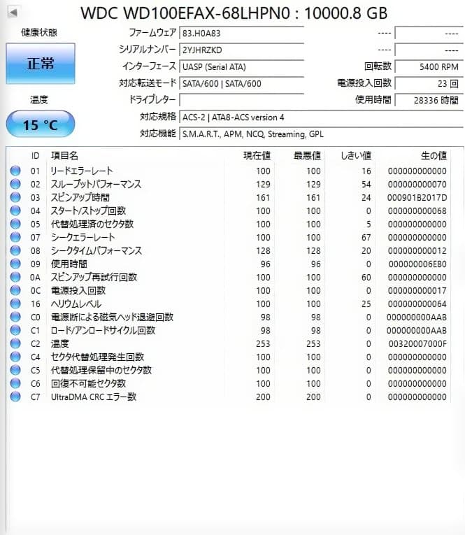 外付けハードディスク・ドライブ WD Red 10TB NAS Hard Drive 011505