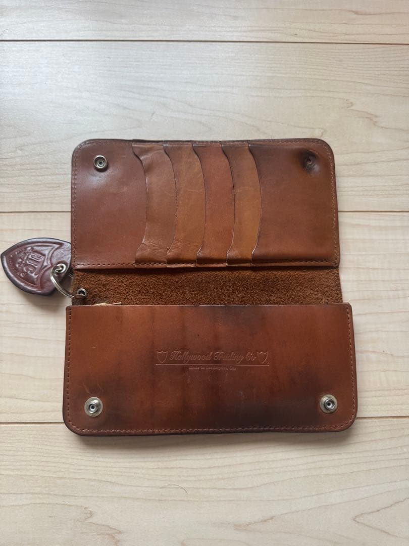 HTC フラワー装飾 ブラウン長財布