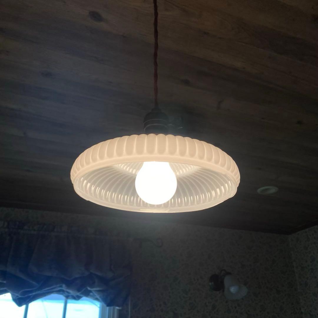 大正浪漫　電笠　乳白ガラス　アンティーク　天井照明