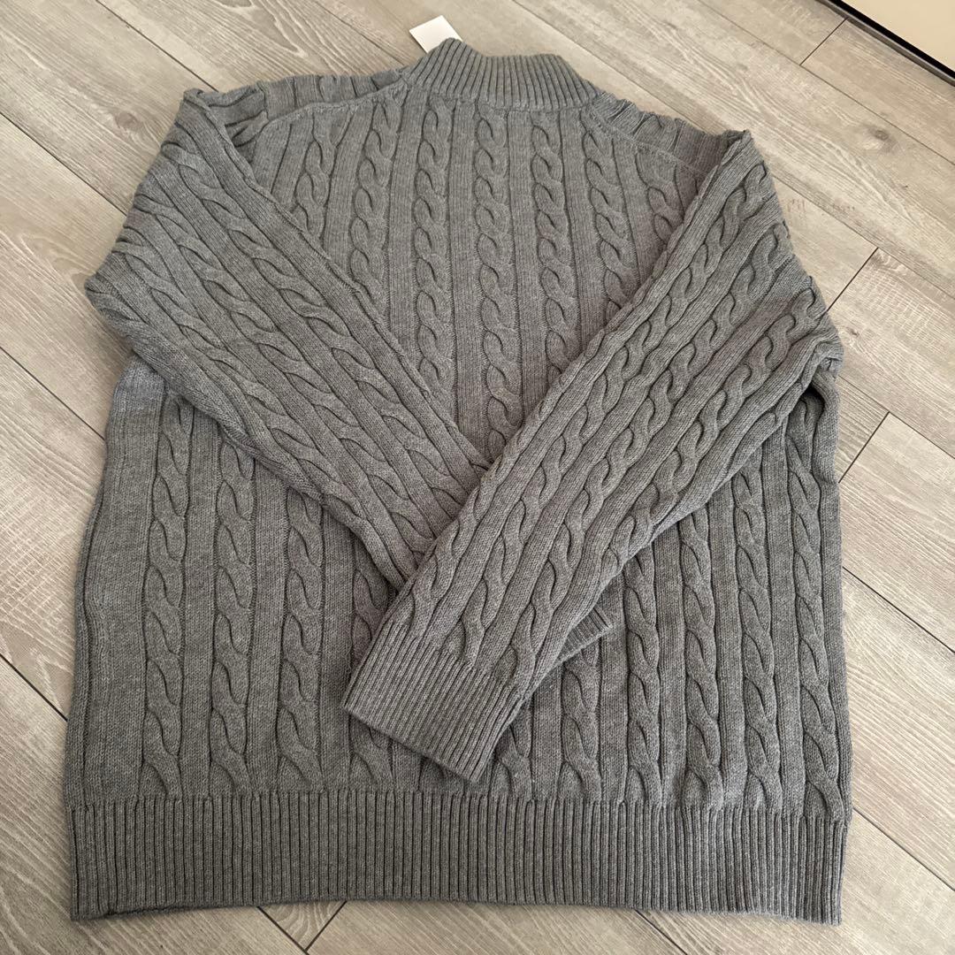 【新品】XLサイズPOLO RALPH LAURENケーブルハーフジップ グレー