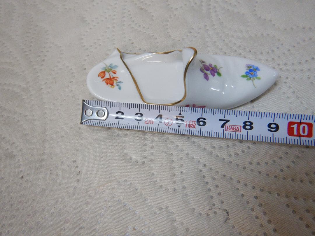 マイセン　花柄　靴型　小物入れ　 陶器製