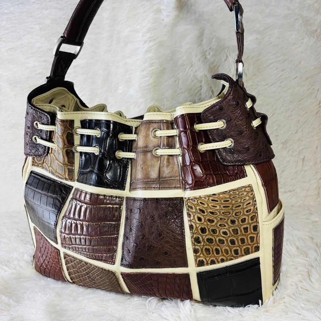 JRA クロコダイル　ハンドバッグ　オーストリッチ　ラージクロコ　スモールクロコ