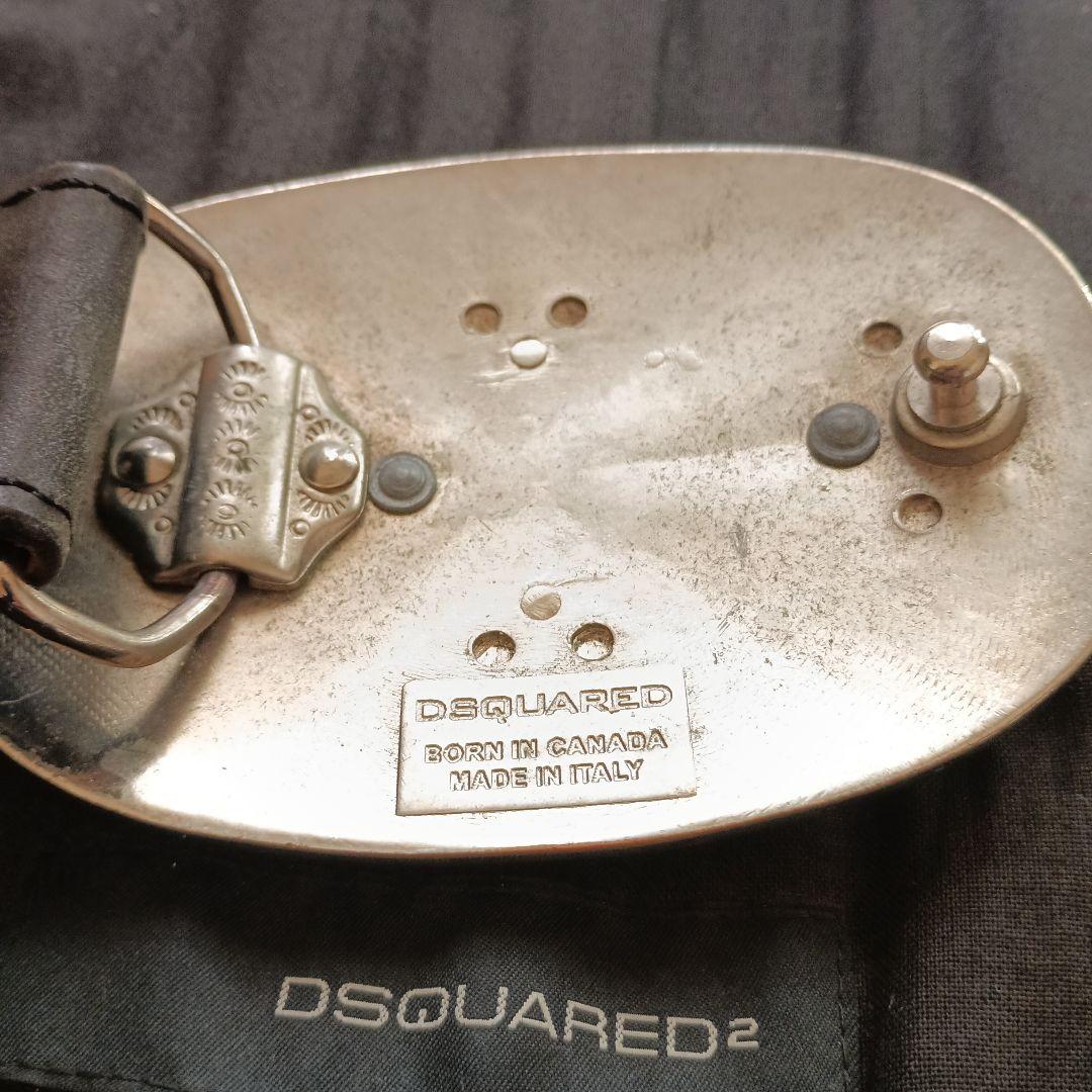 ディースクエアード　デカバックル　ベルト　リアルレザー　黒　イタリア製