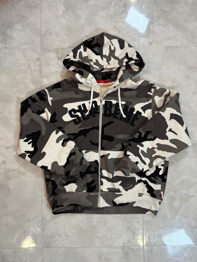 サイン付き)25SS Supreme 迷彩柄 ジップアップパーカー S