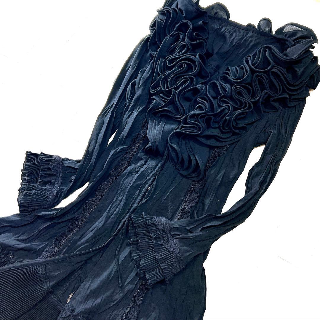 オッズアンジェロ Ozzon フリル レース プリーツ ロングカーディガン