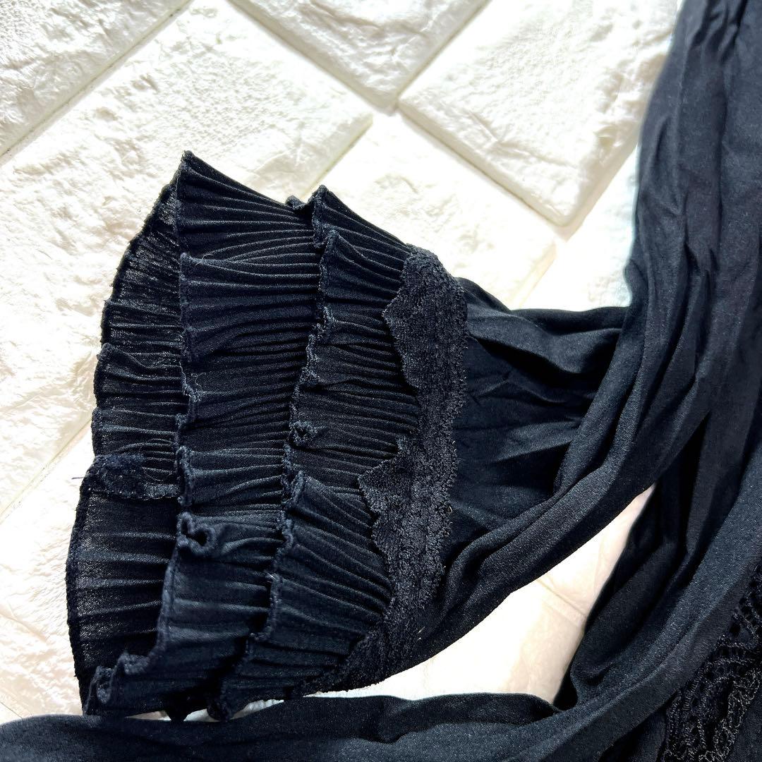 オッズアンジェロ Ozzon フリル レース プリーツ ロングカーディガン