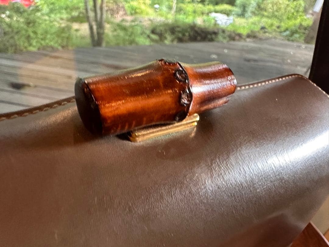 GUCCI グッチ ヴィンテージ バンブー ターンロックバッグ マロンブラウン