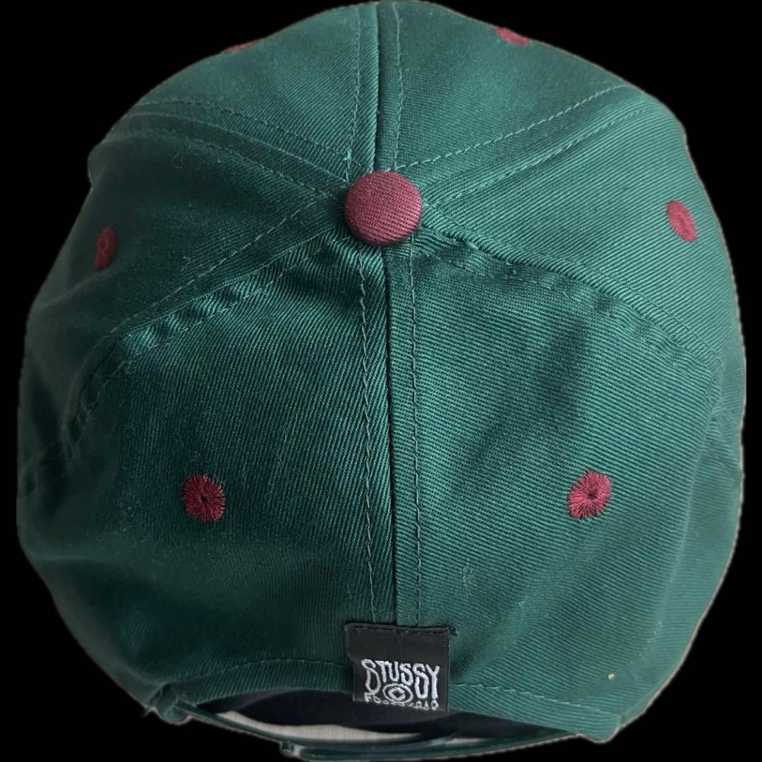 “アラドーナさま専用” stussy 刺繍ロゴ 6パネルキャップ 90s 緑