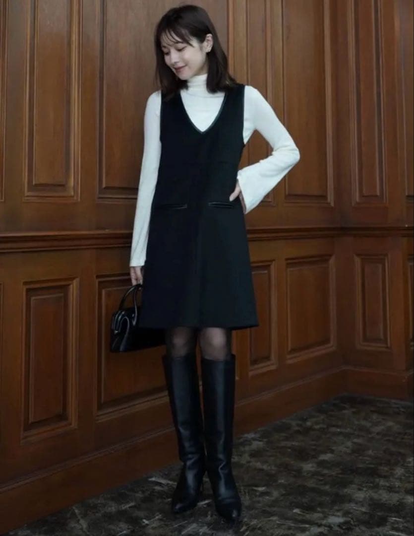 ワンピース laubeblanc leather trimmed jumper dress