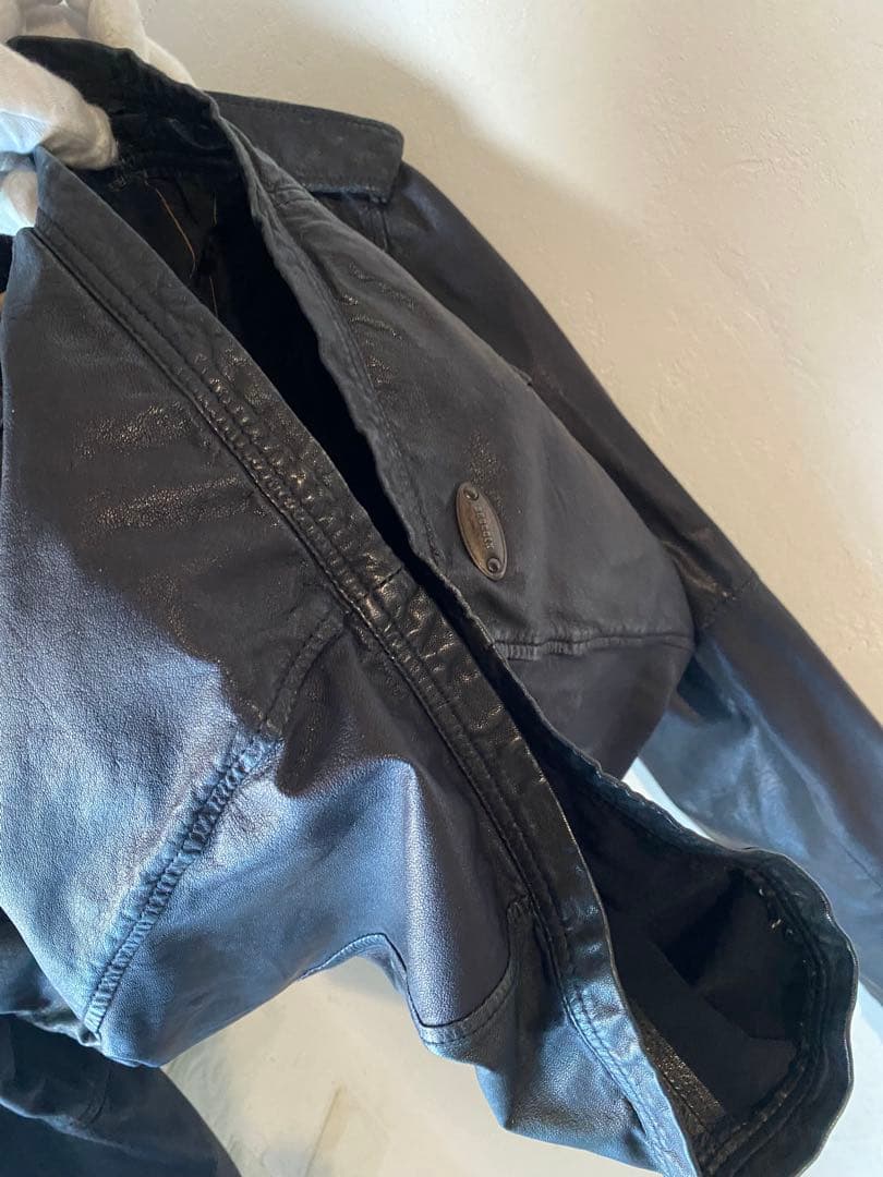 イタリア製 90s〜 BROGDEN シープスキン シングルライダースジャケット