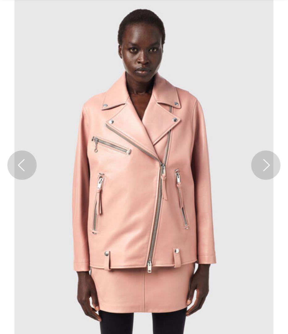 DIESEL ライダースジャケット レディース 本革 ラムレザー ピンク S