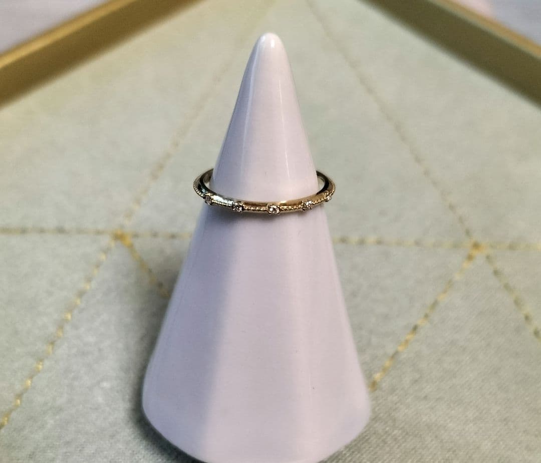 agete【アガット】K18ダイヤモンド　ピンキーリング　５号（人気現行品商品）