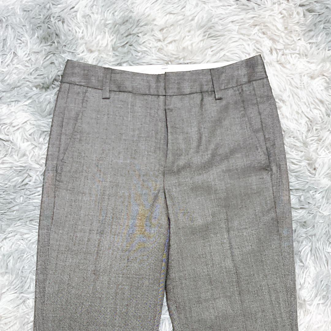 イネド パンツスーツ セットアップ 絹混 グレー 通勤 入学式 日本製 良品