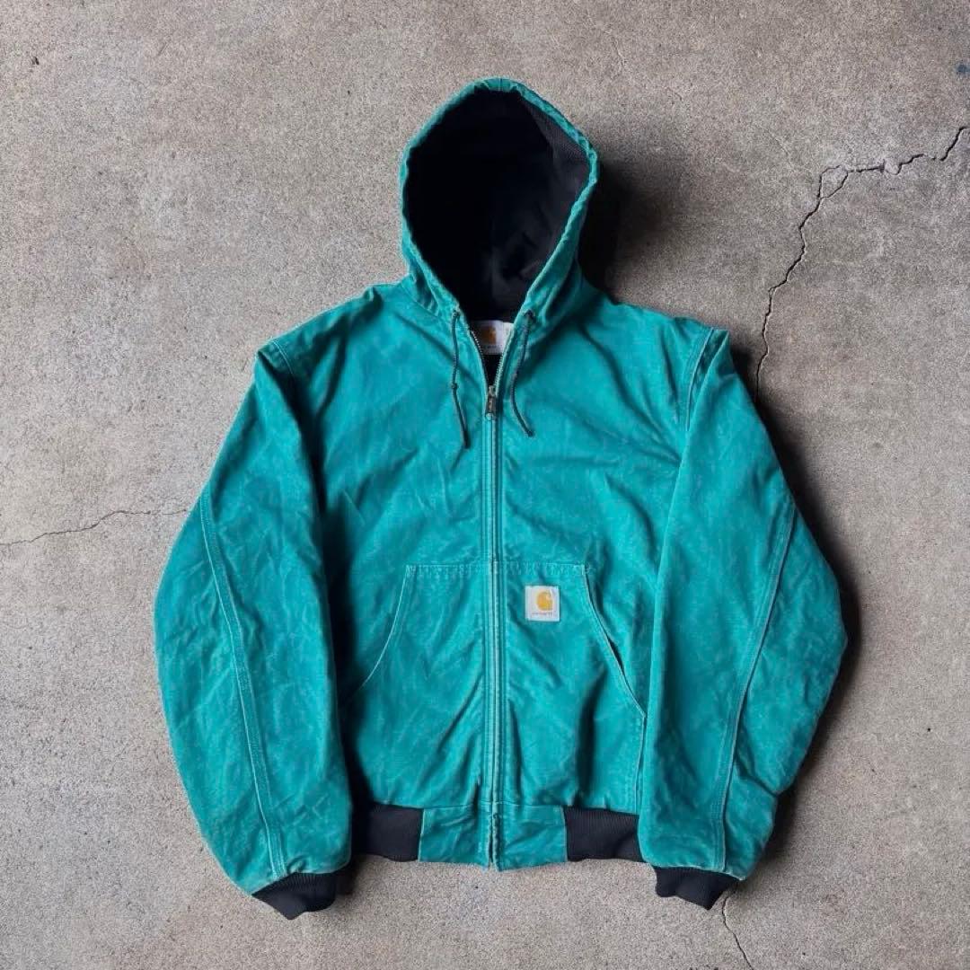 カーハート 星タグ 90s アクティブ ジャケット ターコイズ グリーン ブルー