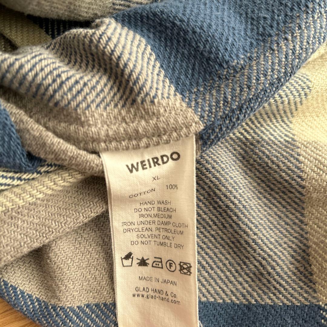WEIRDO ワッペン チェックシャツ ブルーXL ウィアード レアサイズ