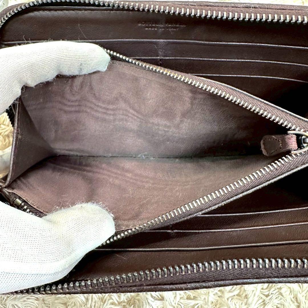 【美品】ボッテガヴェネタ 長財布 ラウンドファスナー ブラウン イントレチャート