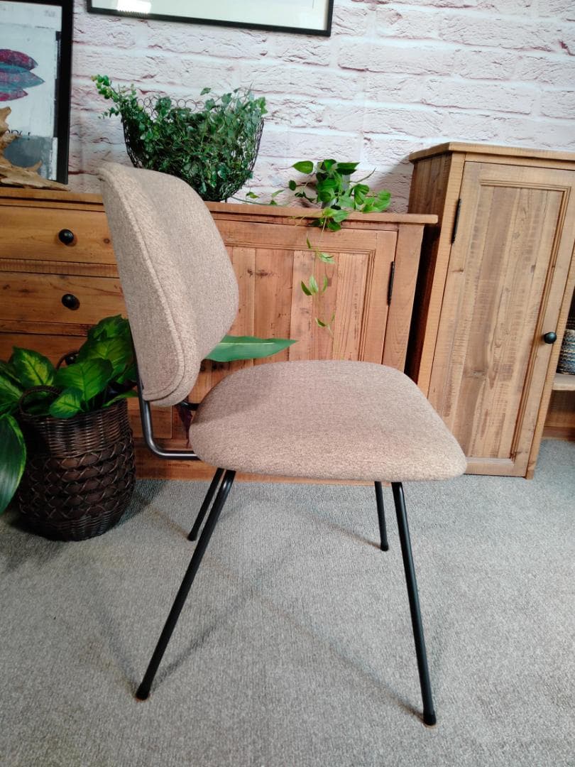 チェア1脚◆イス◆ファブリック◆ダイニング◆レトロ風　(GAK⑩)