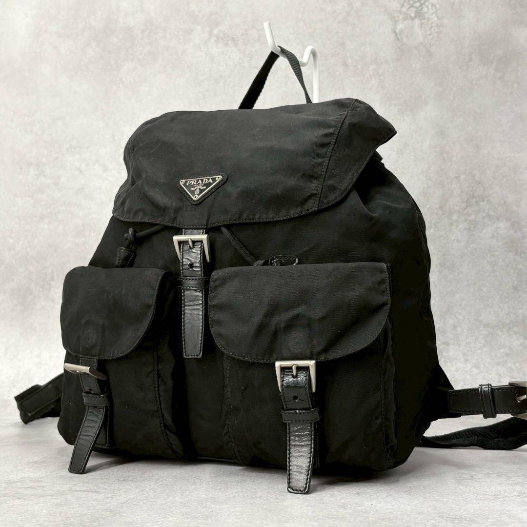 美品✨PRADA プラダ リュック バックパック ナイロン 三角ロゴ 黒