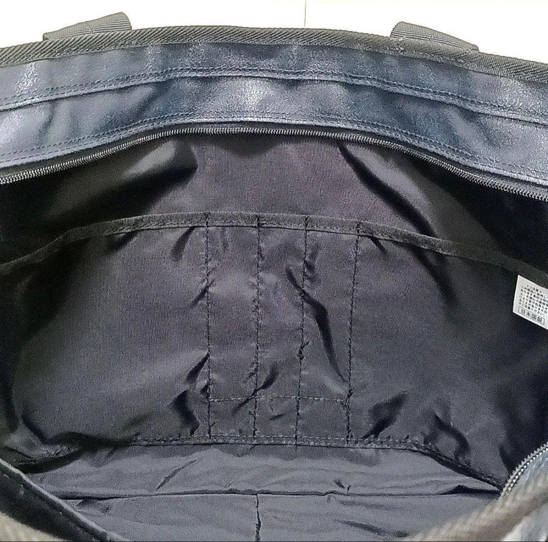 森野帆布帆布×レザー×ナイロン2wayトートバッグ紺