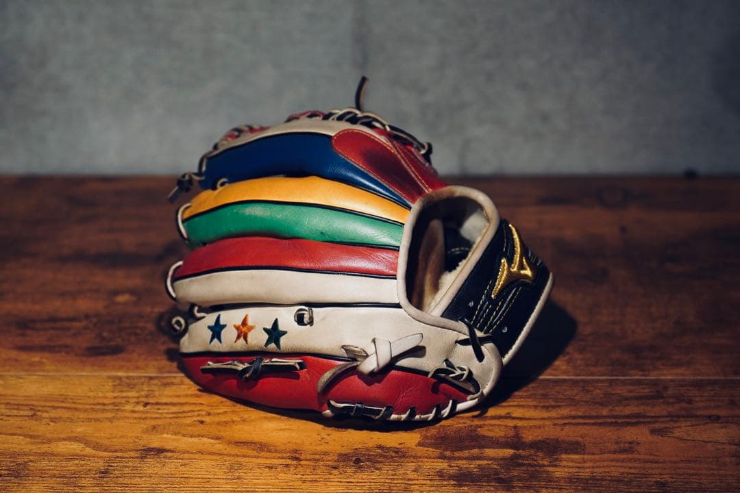 m*o様 ミズノプロ 限定オーダー 軟式用 内野手用グラブ　レインボーライン仕様