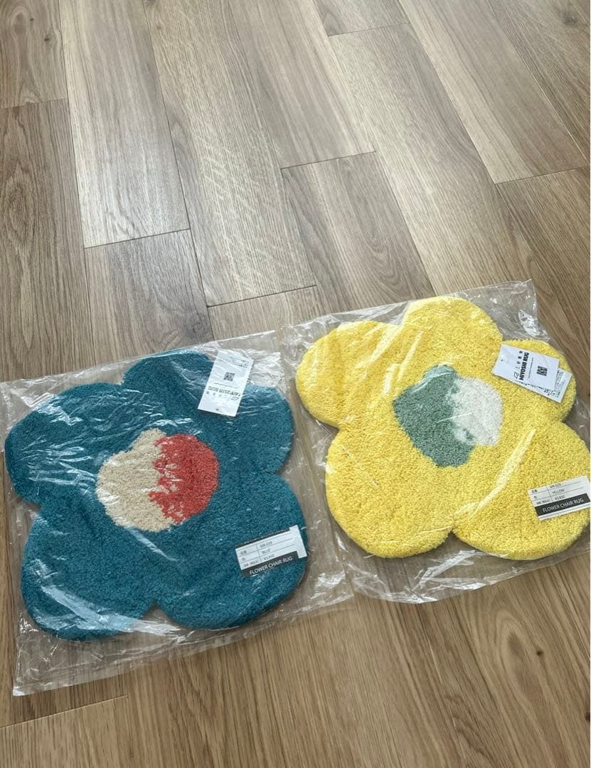 ラグ・カーペット MIYOSHI RUG FLOWER CHAIR RUG BLUE YELLOW