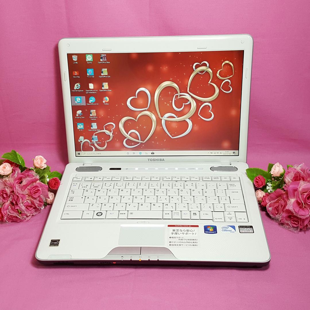 ❇美品❇ホワイト『東芝』ダイナブック▶小型PC◀4G◇大容量HDD◇
