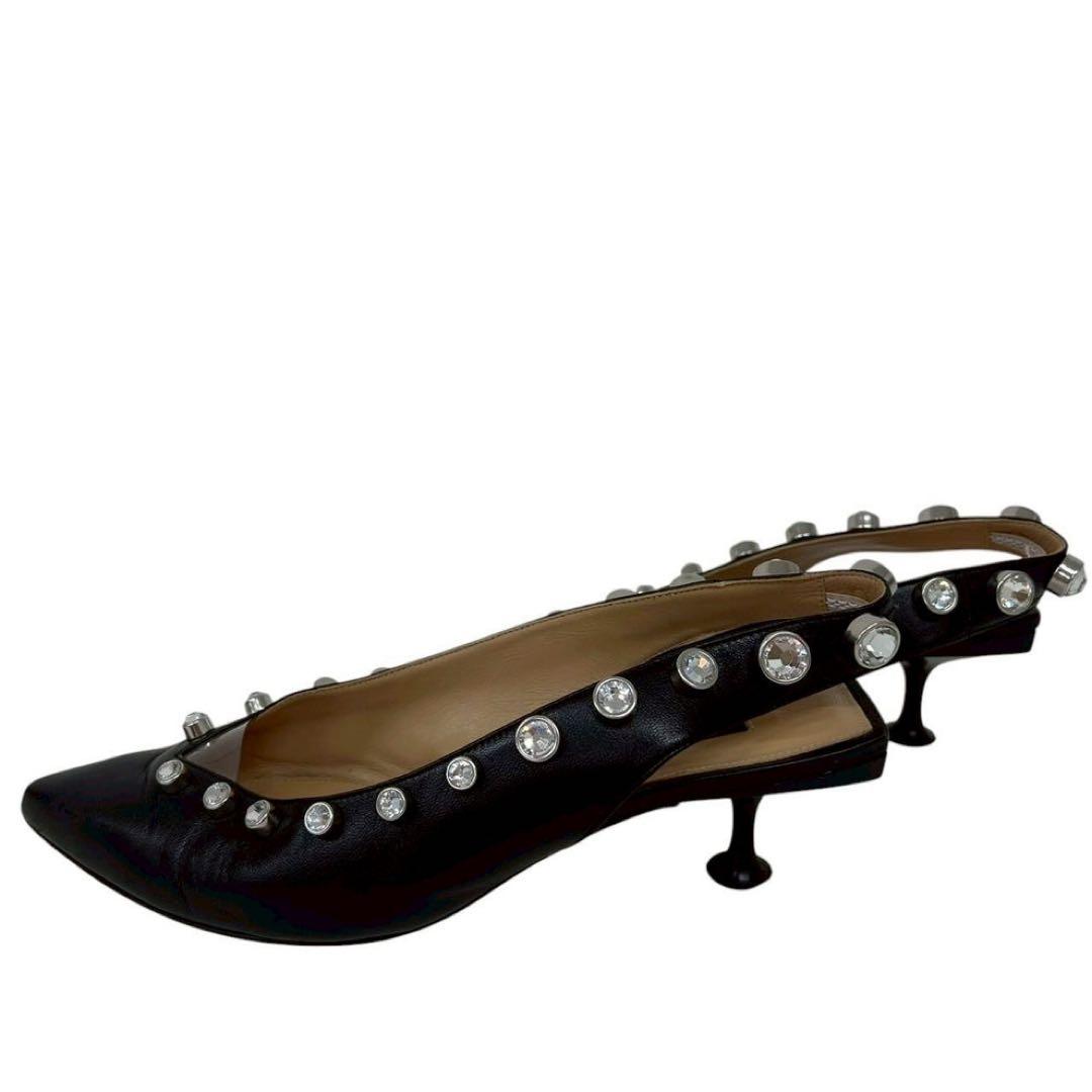 セルジオロッシ Sr バックストラップ レザー パンプス ヒール ビジュー 38