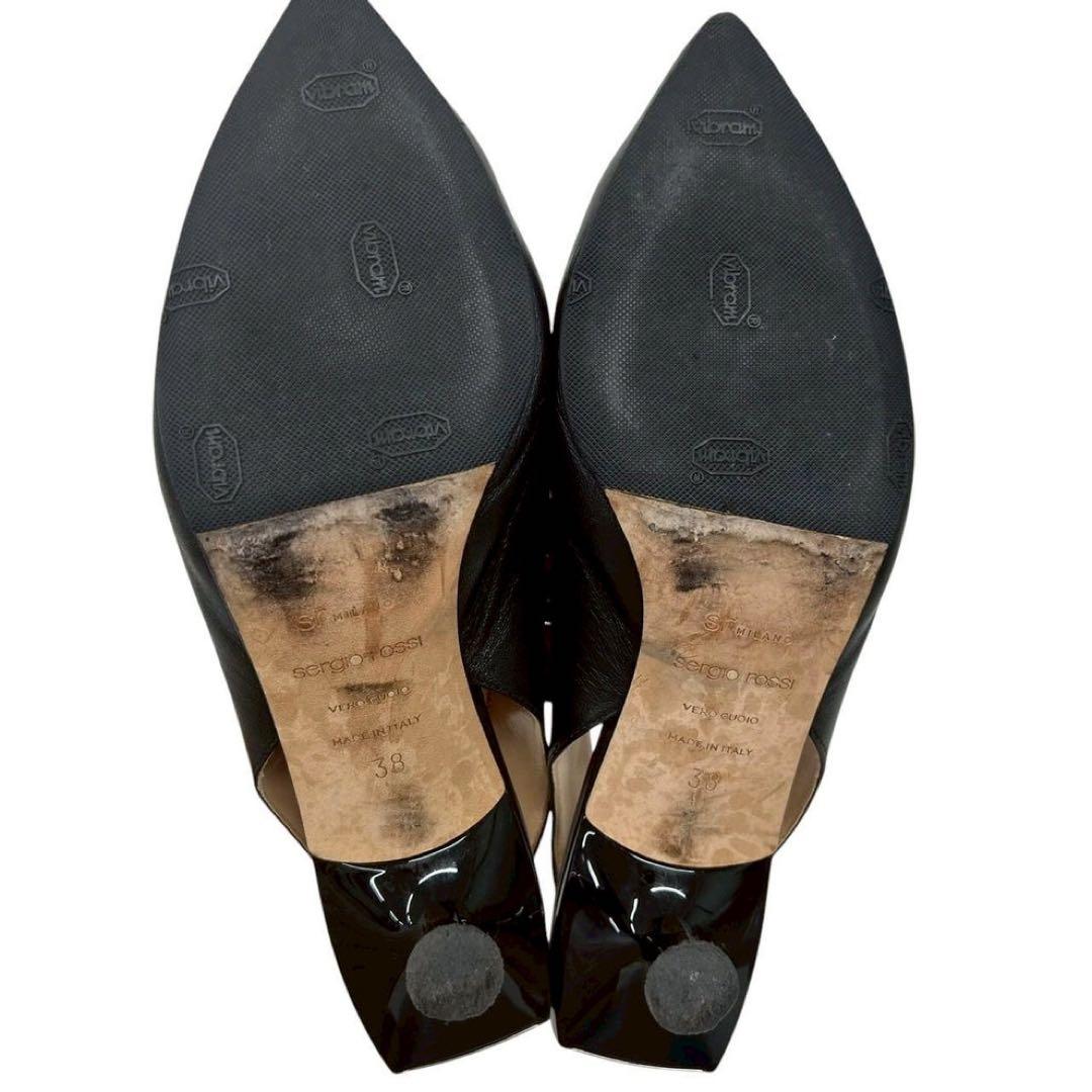 セルジオロッシ Sr バックストラップ レザー パンプス ヒール ビジュー 38