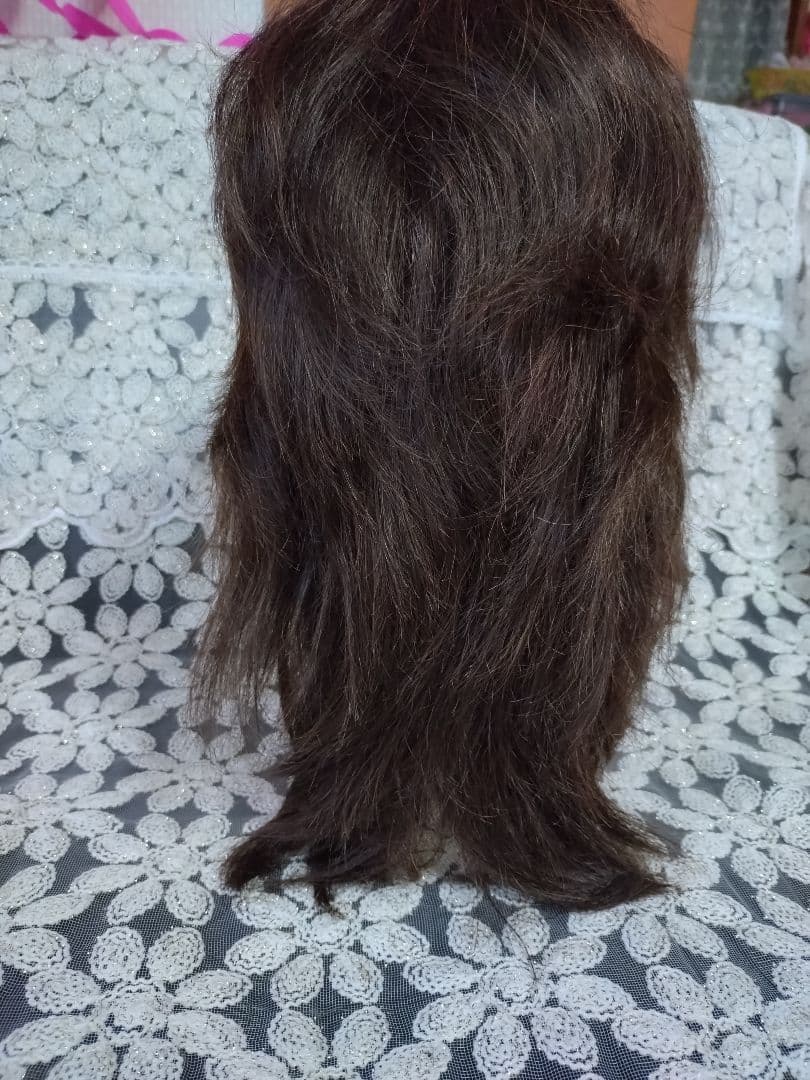 ダークブラウン、 レイヤーセミロングウィッグ