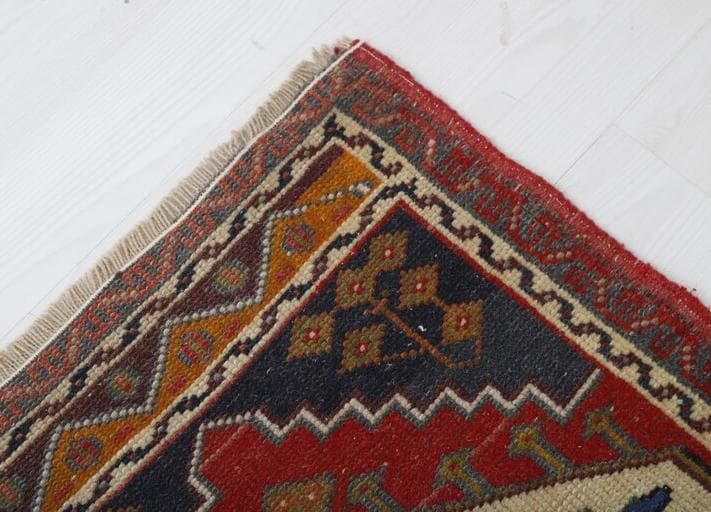 トルコヴィンテージラグ A36 スモールラグ ネイビー レッド マスタード