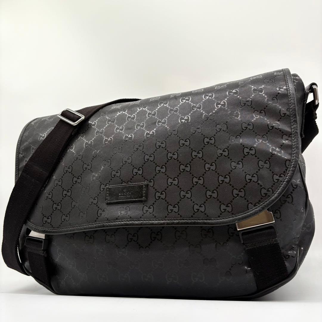 【極美品】GUCCI インプリメ メッセンジャー ショルダーバッグ GG 黒