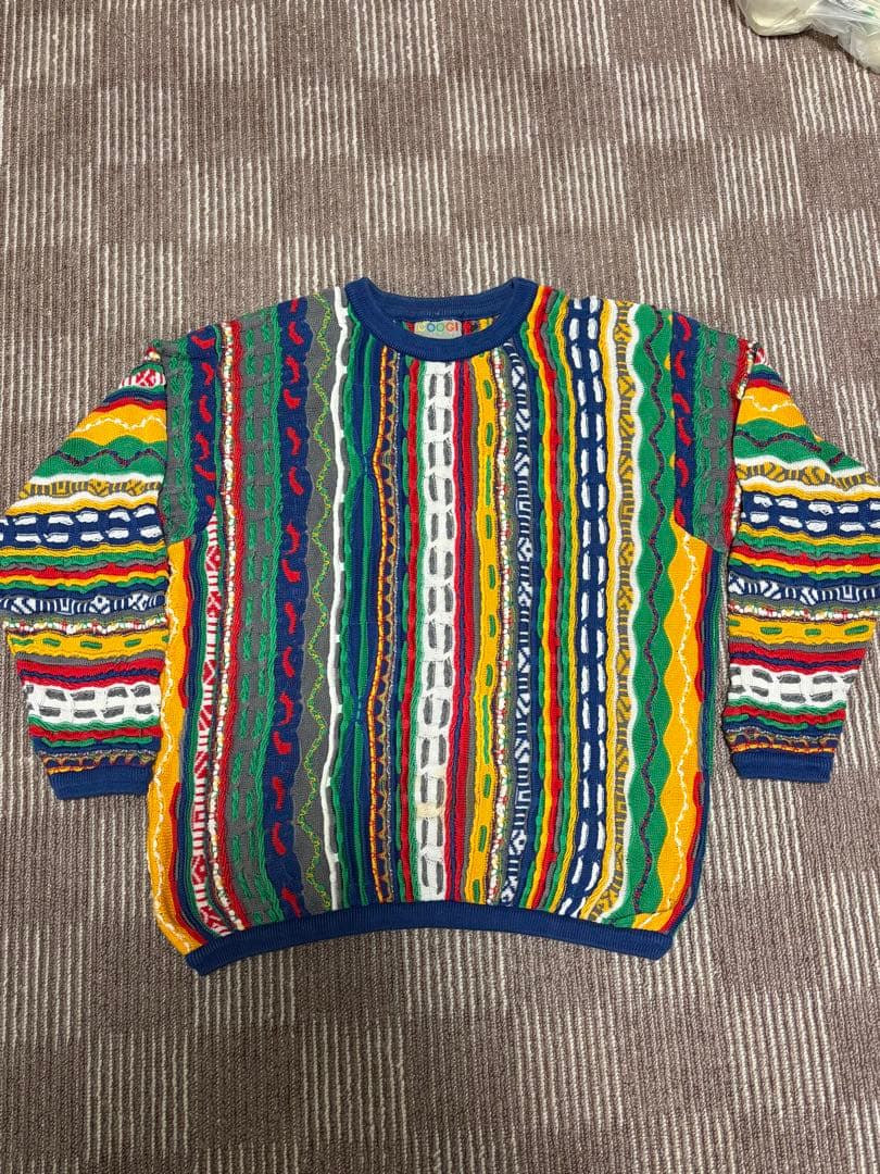 クージーCOOGIの3Dニットセーター　古着総柄オーストラリア製
