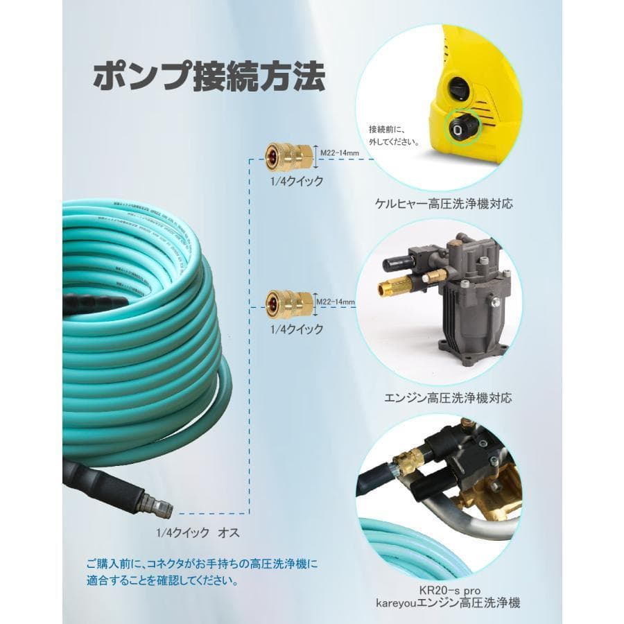★高品質！★Kareyou純正高圧洗浄機ホース 20ｍ 両端1/4