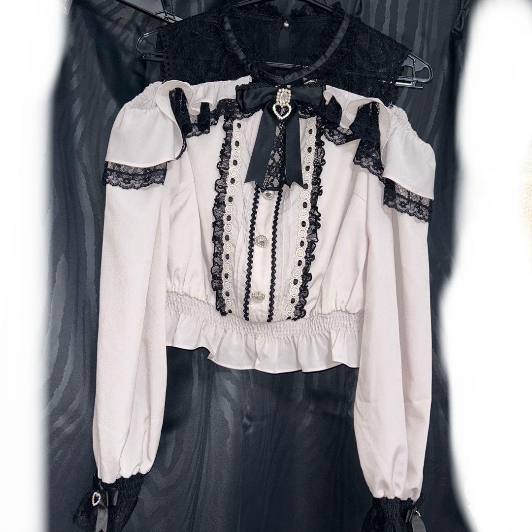 LIZLISA オープンショルダーフリルブラウス 長袖