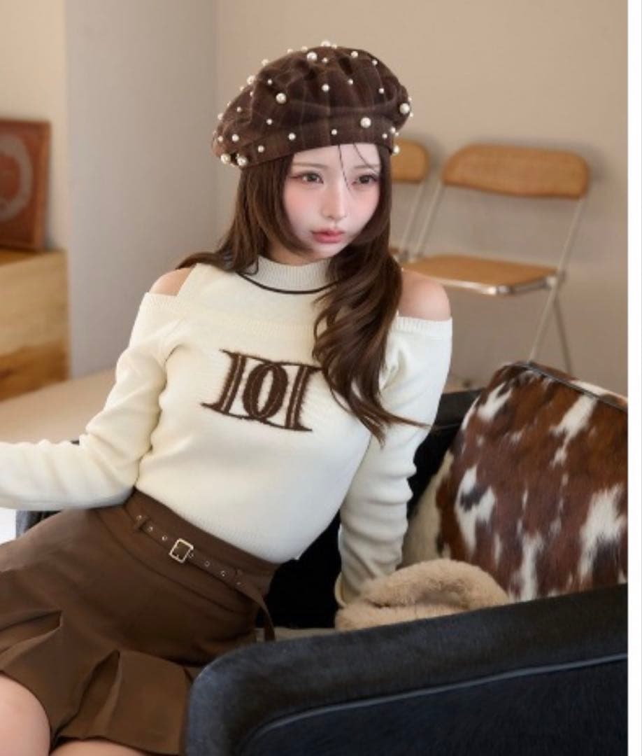 ダーリッチ　レイヤードライクロゴニットトップス