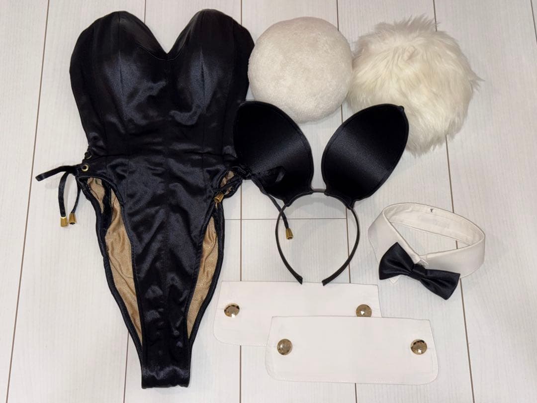 バニーガール コスチューム サテン 黒 アトリエダーム バニースーツ