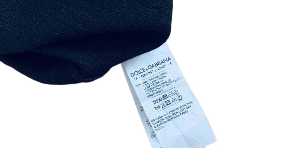 DG 黒 ウール ロゴプレート付き ハイネック リブニット セーター 長袖