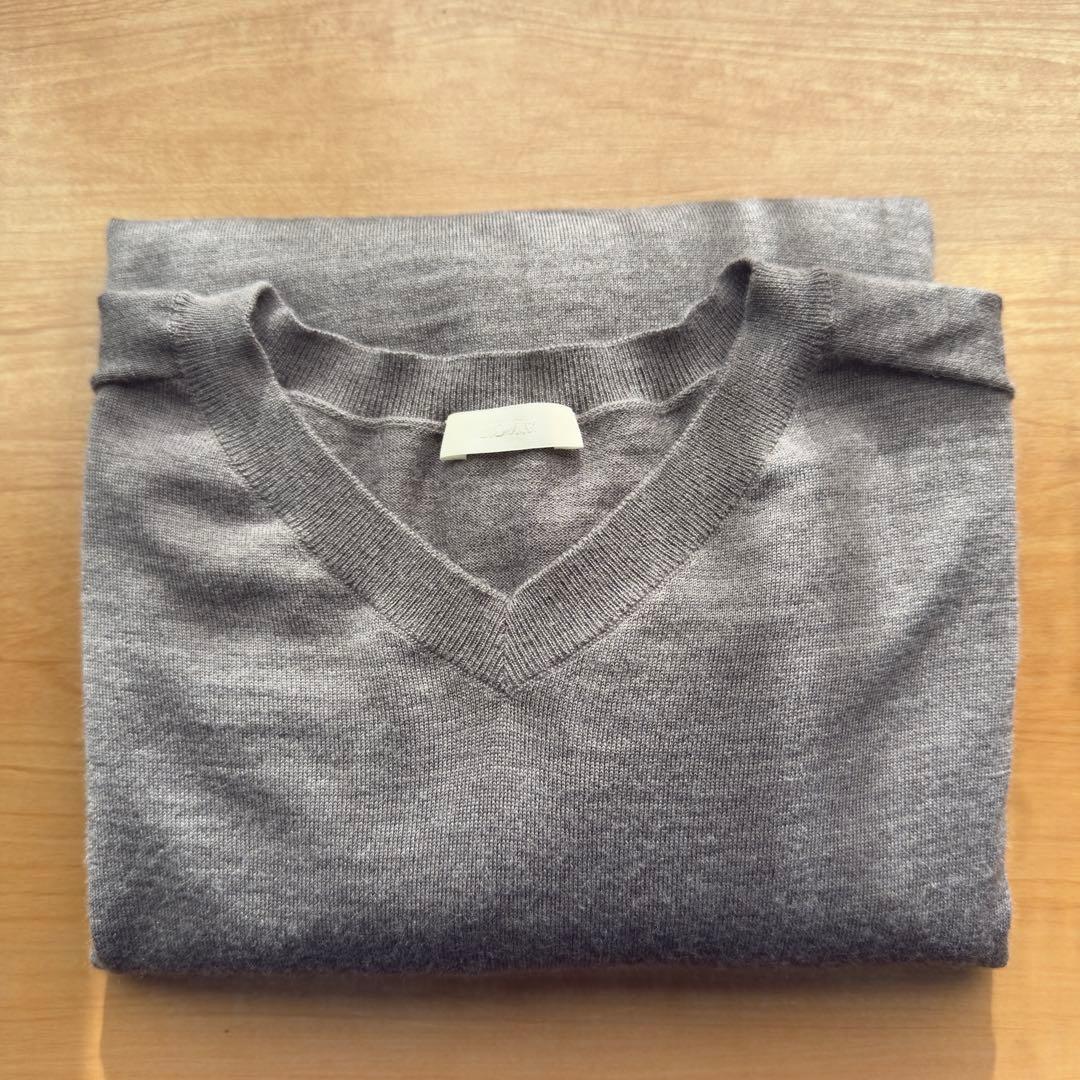 1/18まで限定価格 W/Si/Ca 18G V Neck Knit S