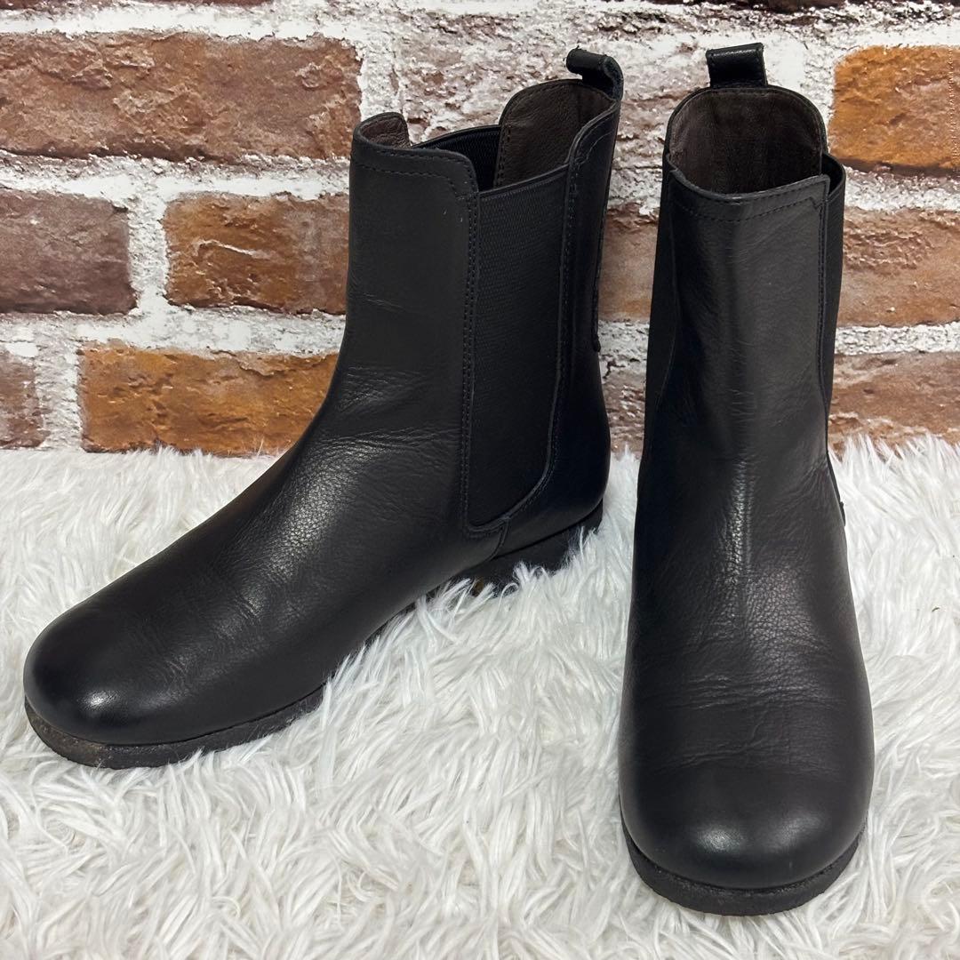 ✨美品✨SAYA(サヤ)本革 ショートサイドゴアブーツ　ブラック　23cm