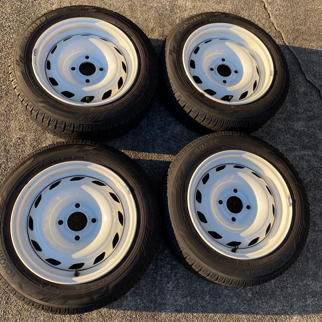 中古バリ溝ヨコハマ175/60R14スタッドレスセット　プジョー106 ボルト付