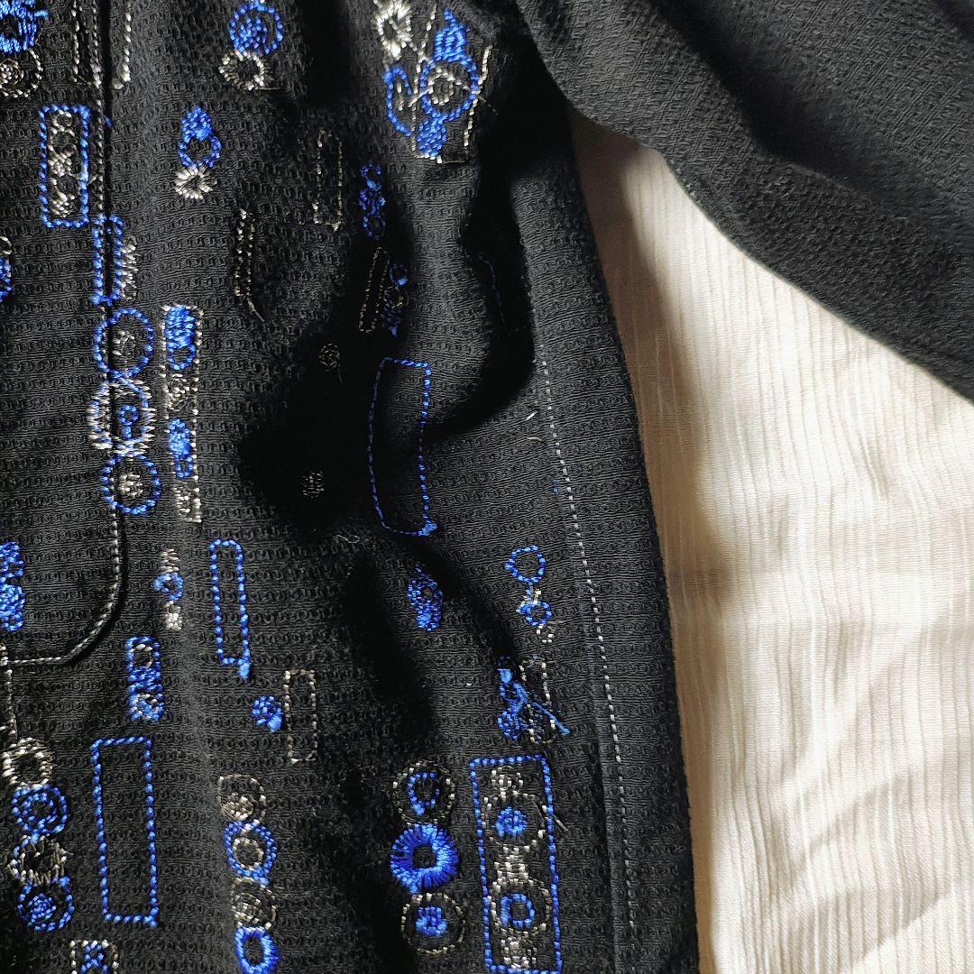 AD2002 コムデギャルソンオム　幾何学柄シャツ　シルバーステッチ　コットン